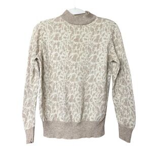 A.P.C Rue Madame Paris Cotton Baby Alpaca Print Mock Neck sweater Size XS Tan‎